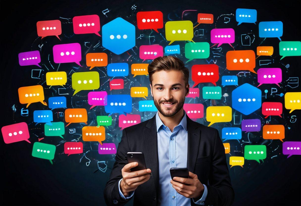 An individual confidently managing their smartphone, with colorful call notifications of various types buzzing around them, symbolizing spam prevention and call screening. The background features a vibrant office setting with motivational quotes on the walls. The person appears empowered, conveying a sense of control and focus. Elements of digital technology like a shield and checkmark to signify security are integrated into the scene. super-realistic. vibrant colors. dynamic composition.